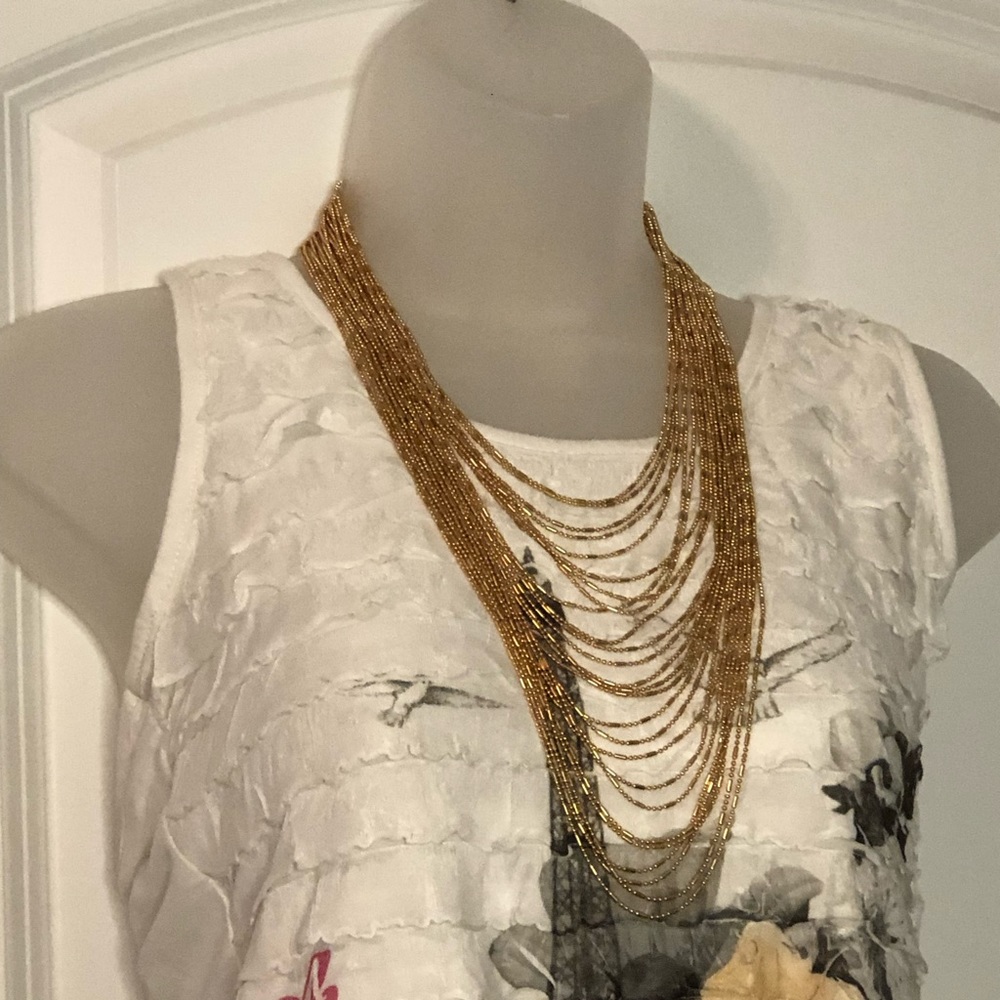 NWT Multi-Row Italian Waterfall Necklace in Goldtone.
